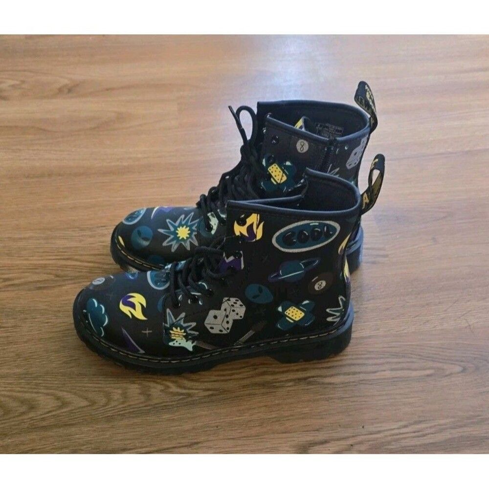 Dr Martens Kids 1460 Sticker Print Leather Lace Up Boots Size 5 Display Unit